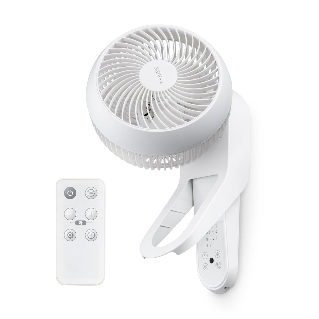Wall Mount Fan with Remote, 360° Oscillation, 3 Speeds, White V139