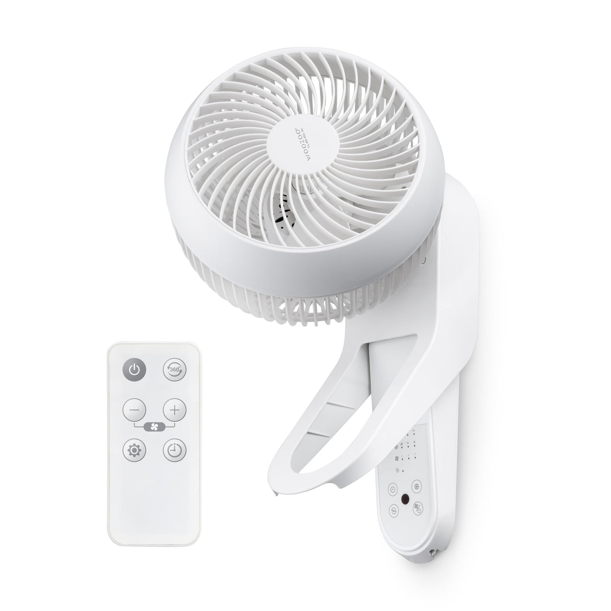 Wall Mount Fan with Remote, 360° Oscillation, 3 Speeds, White V139