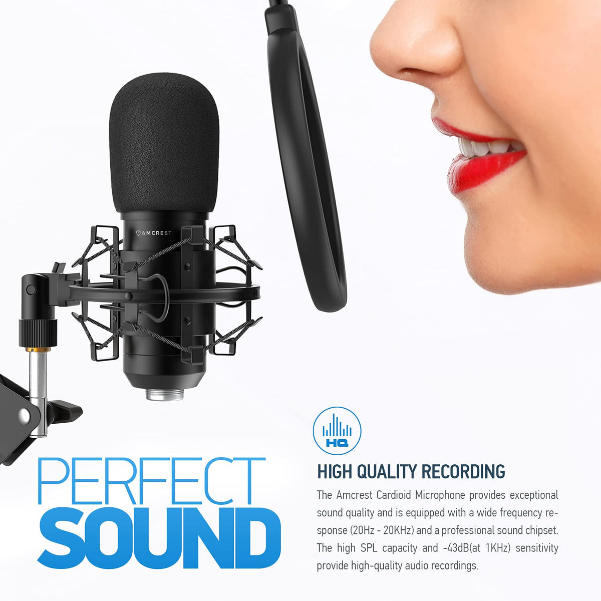USB Microphone with Boom Arm, Pop-Filter, Shock Mount J654