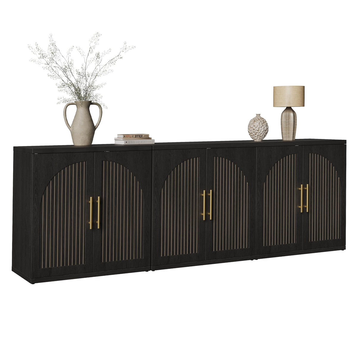 63" Black Wood Buffet Cabinet with Storage W5527
