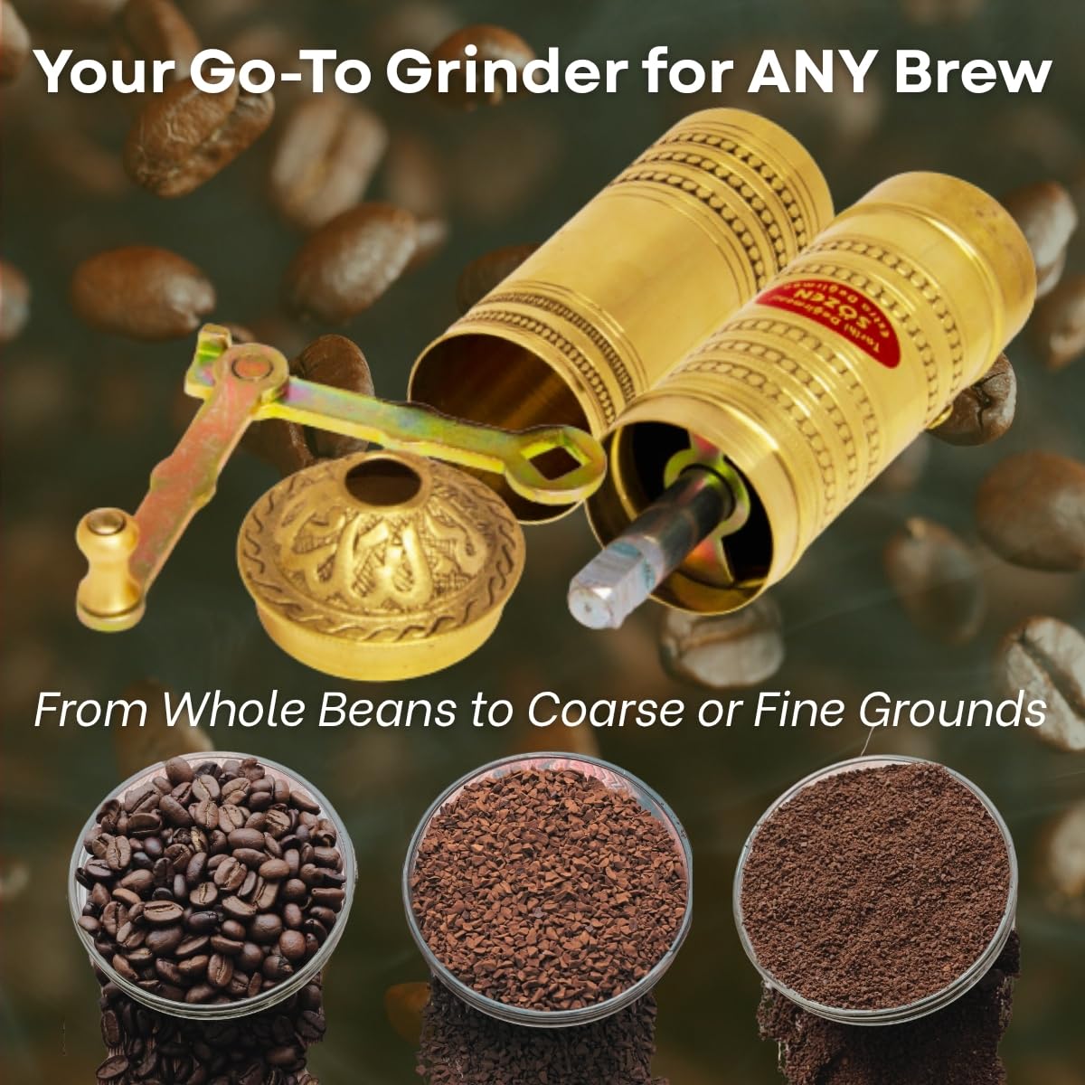 Manual Coffee Grinder Adjustable Hand Crank Burr Mill D2423
