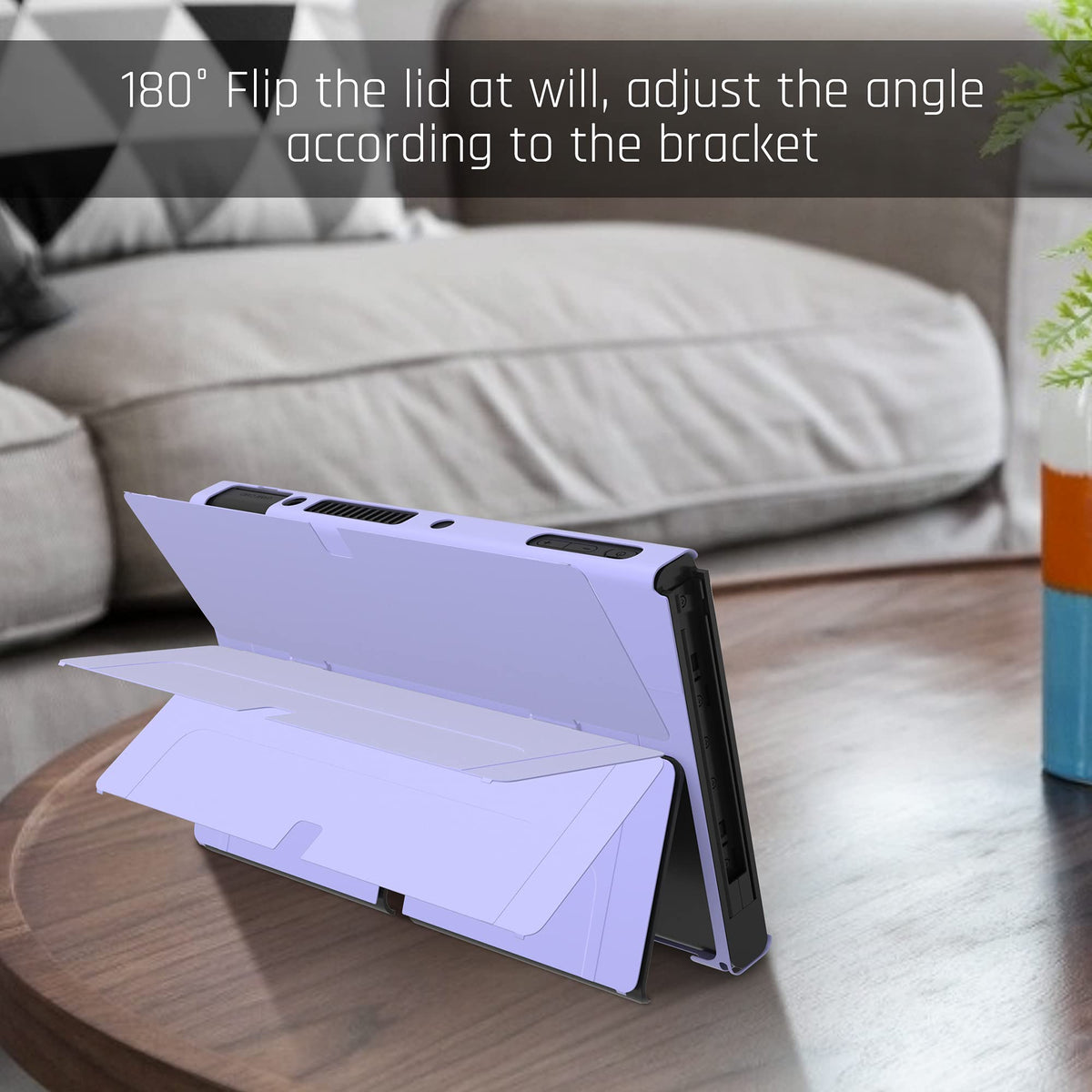 Purple Case for Nintendo Switch OLED Model with Screen Protector and 4 Thumb Grip Caps J270746