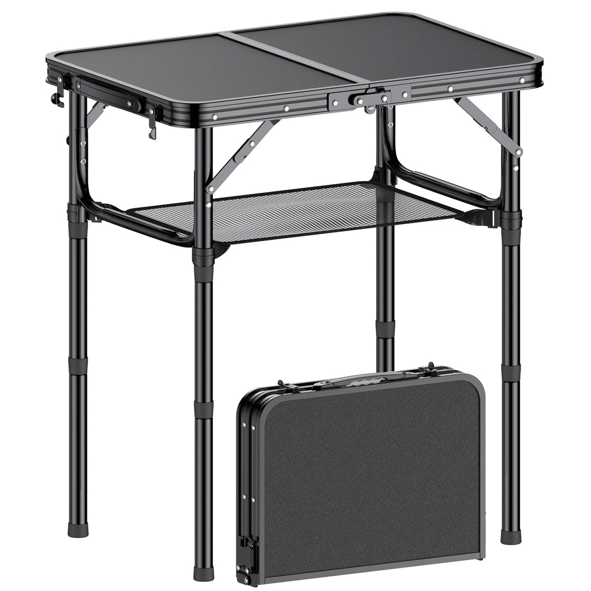 2 FT Folding Camping Table with 3 Adjustable Height L505