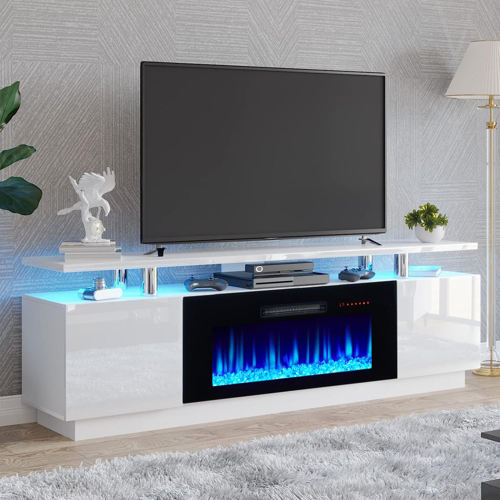 70" High-Gloss TV Stand with 36" Electric Fireplace K90458
