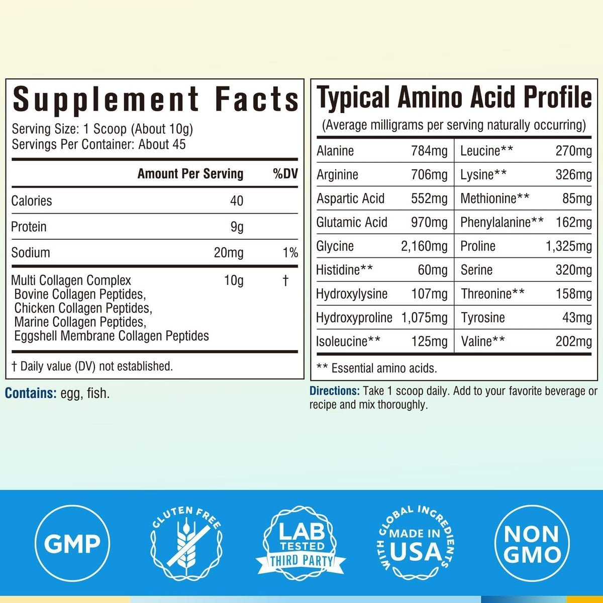 Multi Collagen Peptides Type I II III V X Hydrolyzed Collagen O428