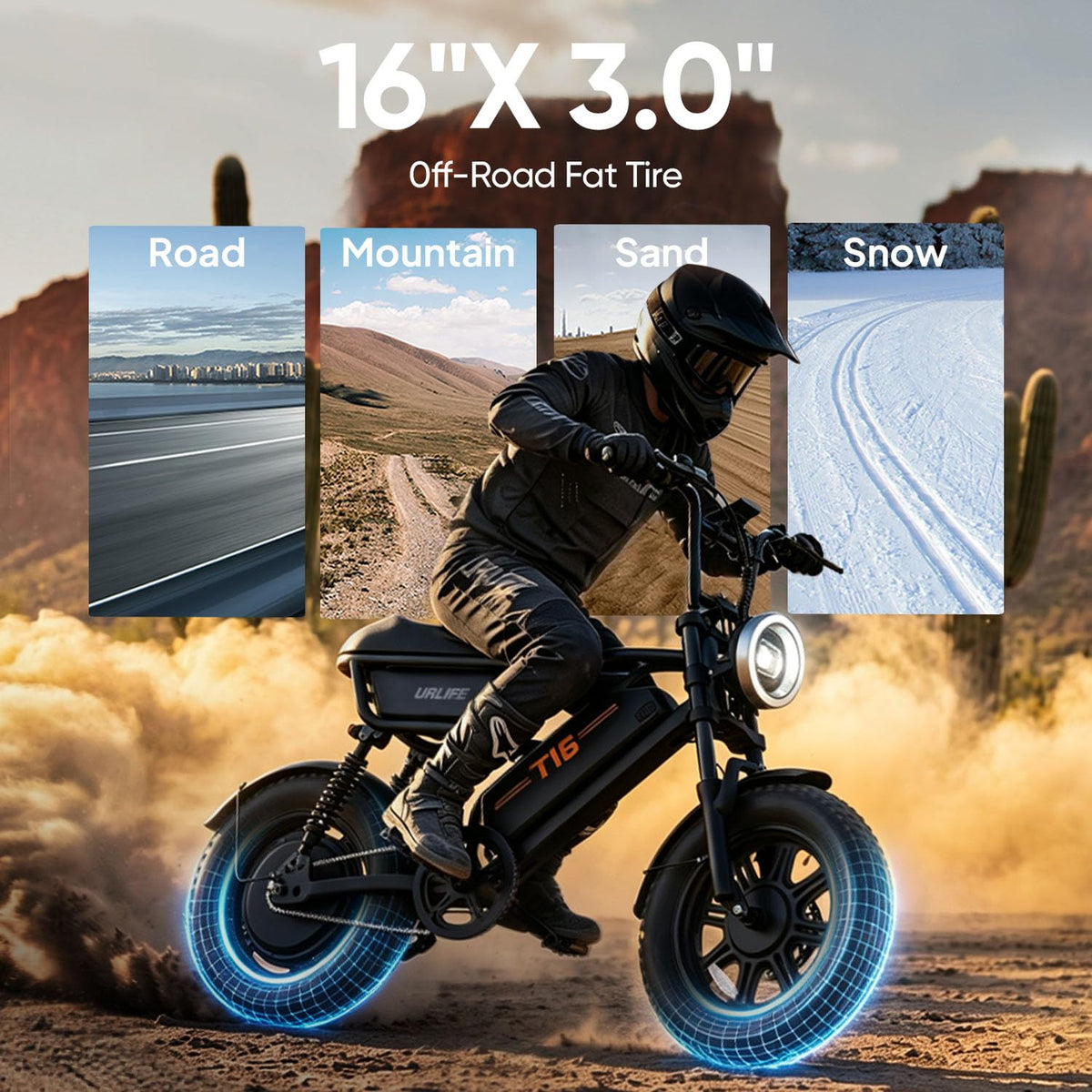 1000W Peak Electric Bike with 48V 13AH Battery, 16" Fat Tire I713438