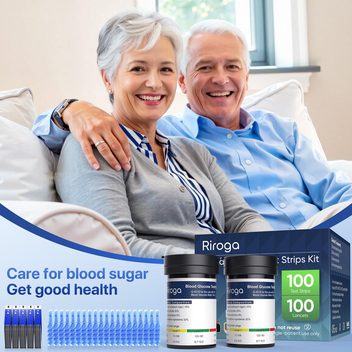 Blood Glucose Test Strips 100ct & Lancets 100ct T277