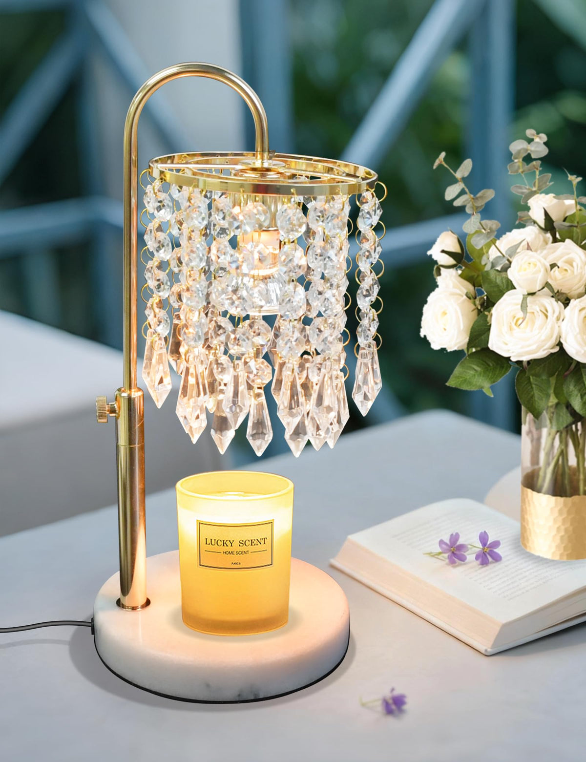 Candle Warmer Lamp with Timer Dimmable Adjustable Height Gold O4928