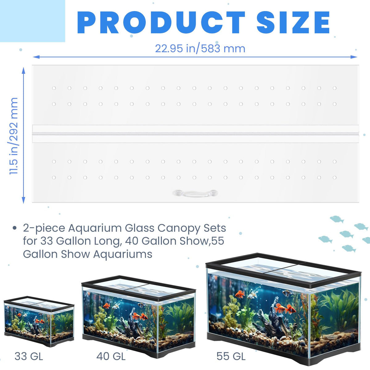 Clear Polycarbonate Aquarium Canopy Set 2 Pcs with Handle M448737