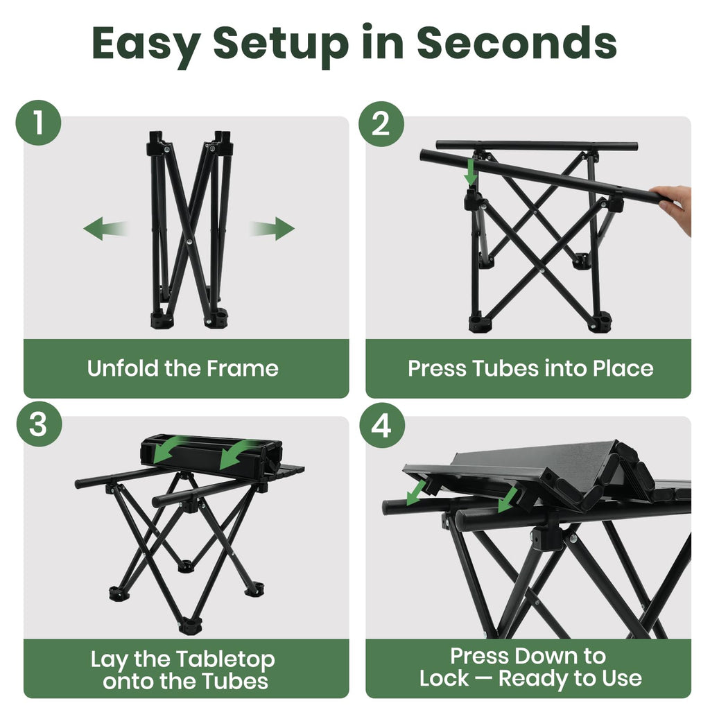 2 Pack Black Foldable Camping Table A137