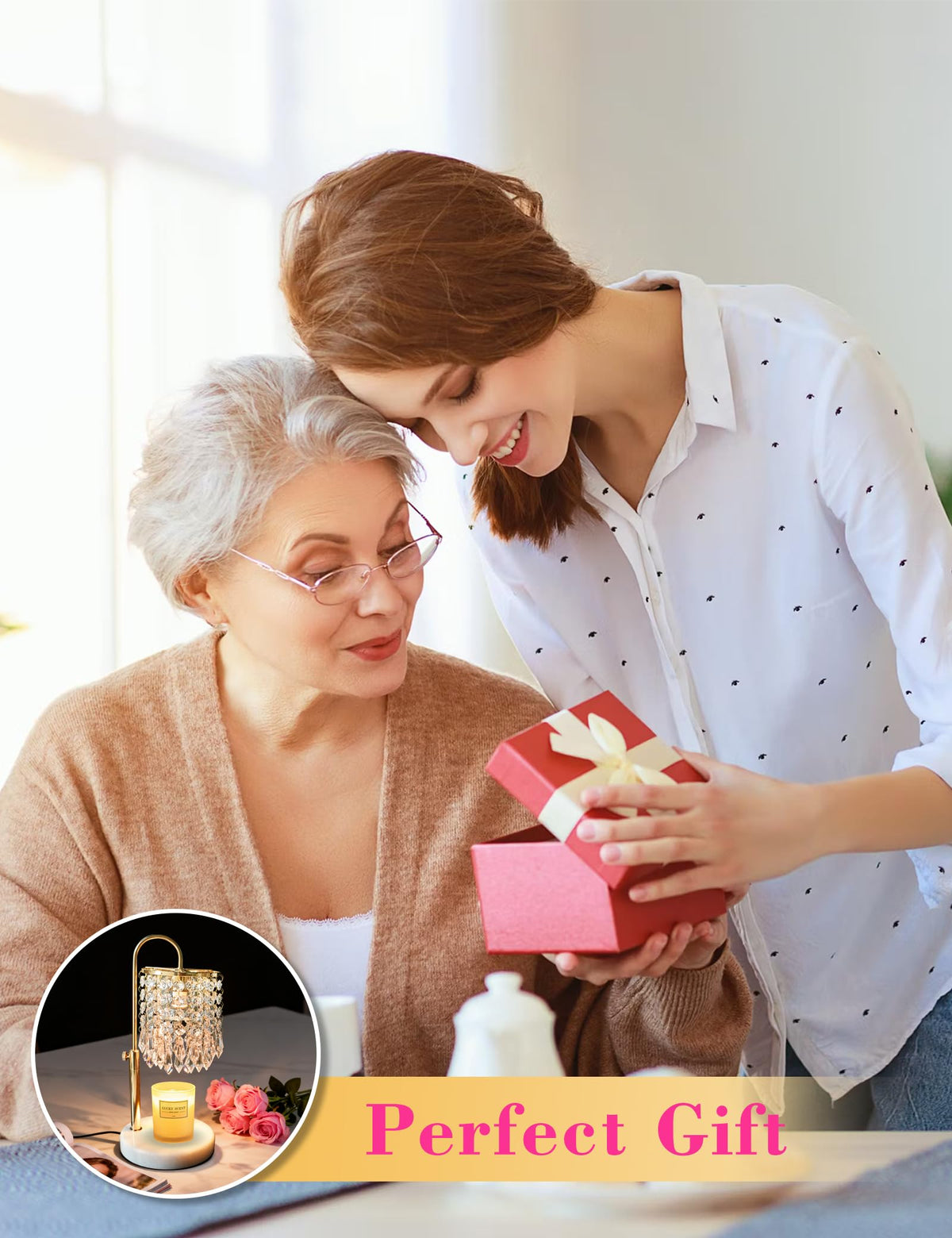 Candle Warmer Lamp with Timer Dimmable Adjustable Height Gold O4928