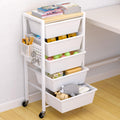 Rolling Storage Cart with 5 Plastic Drawers and Wooden Tabletop Z9368
