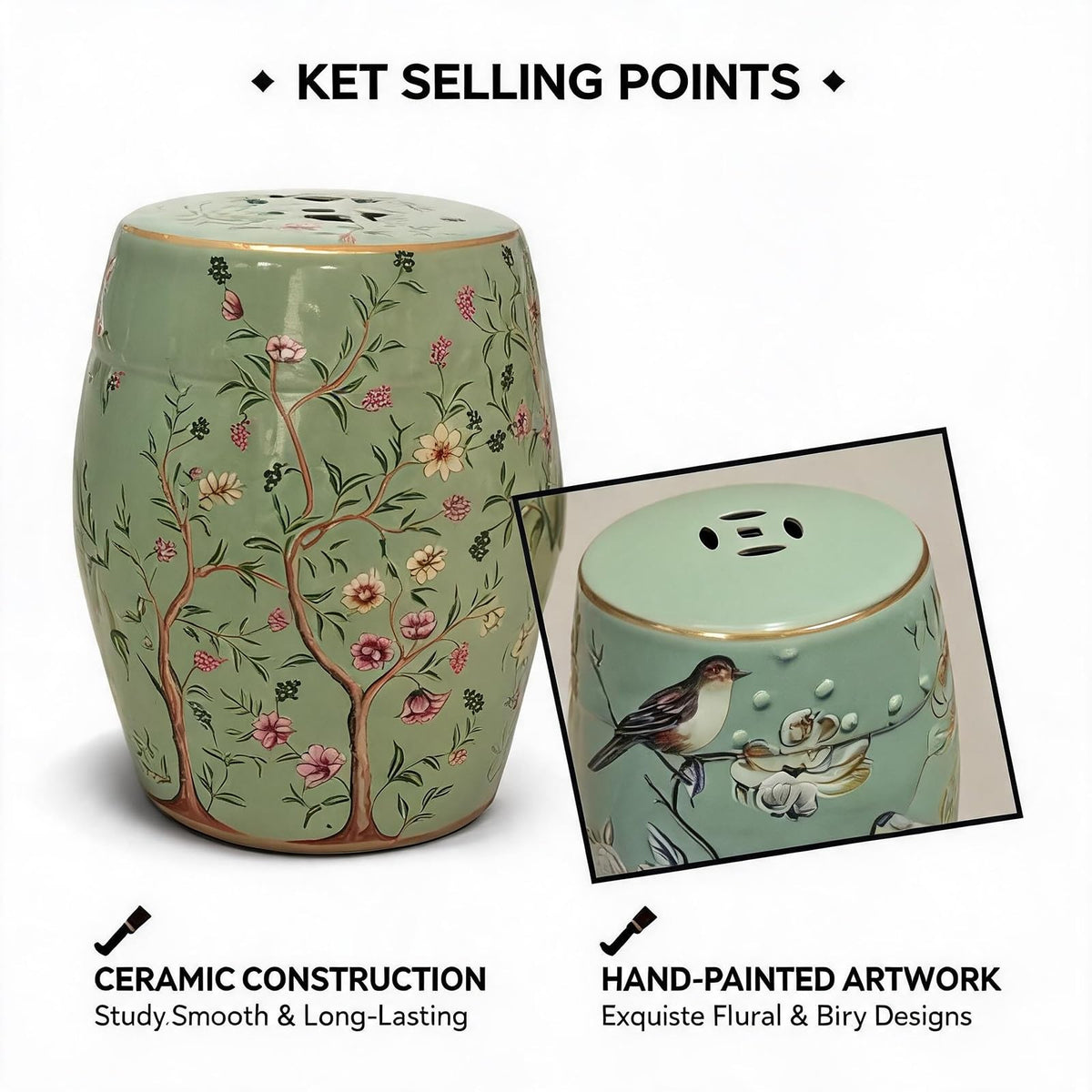 Hand-Painted Blue White Ceramic Garden Stool C28781