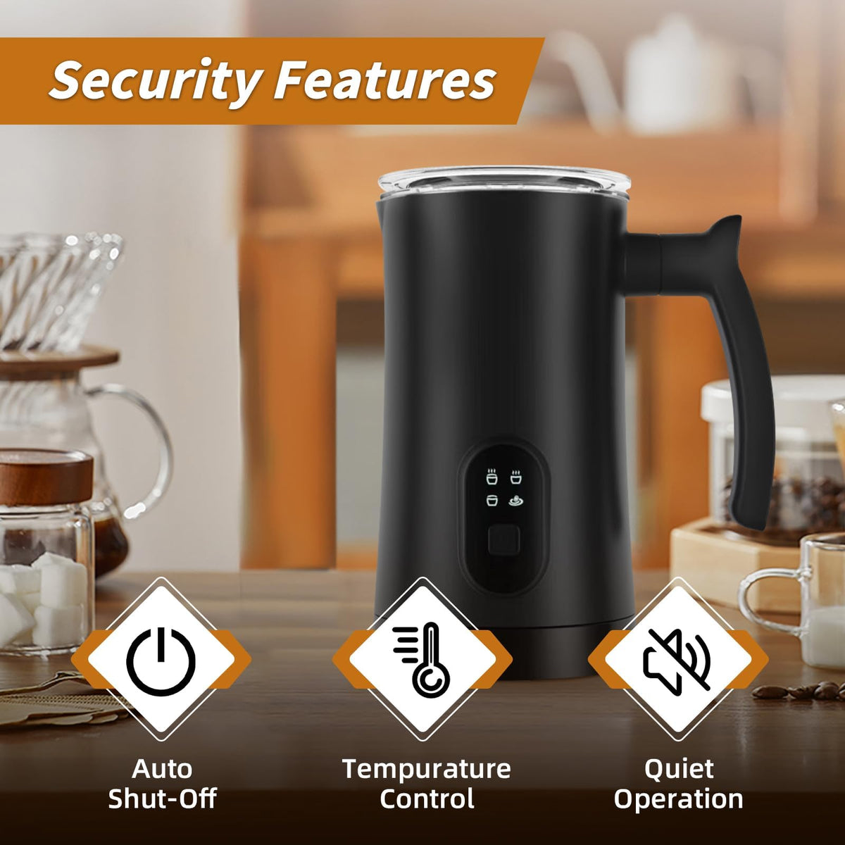 4-in-1 Electric Milk Frother, 350ml Black M932