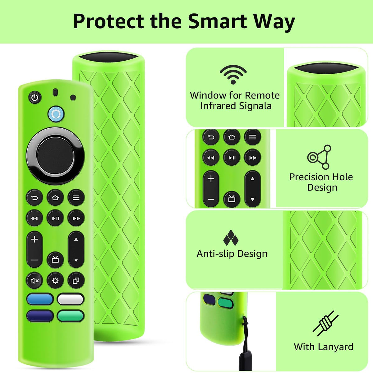 Silicone Remote Cover Glow in The Dark with Lanyard J46629