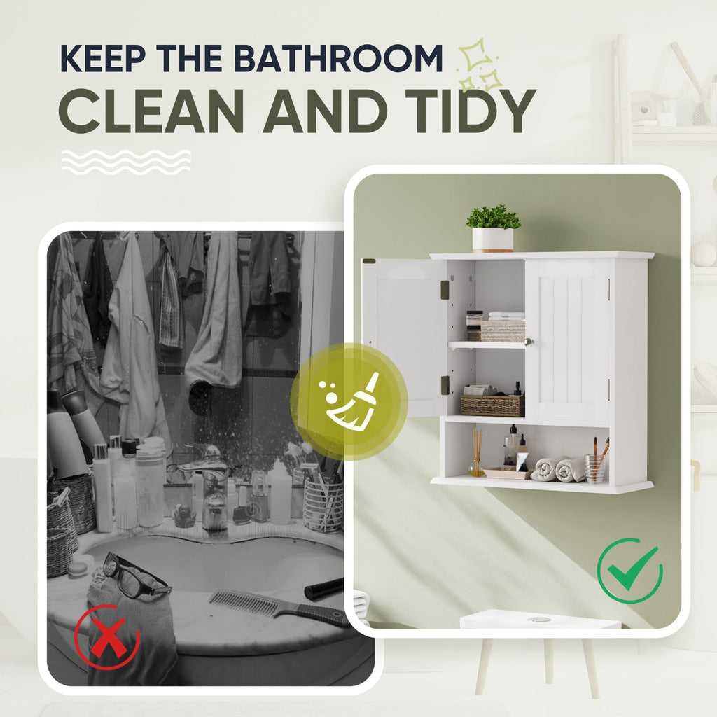 White Wall Mounted Bathroom Cabinet with 2 Door H647