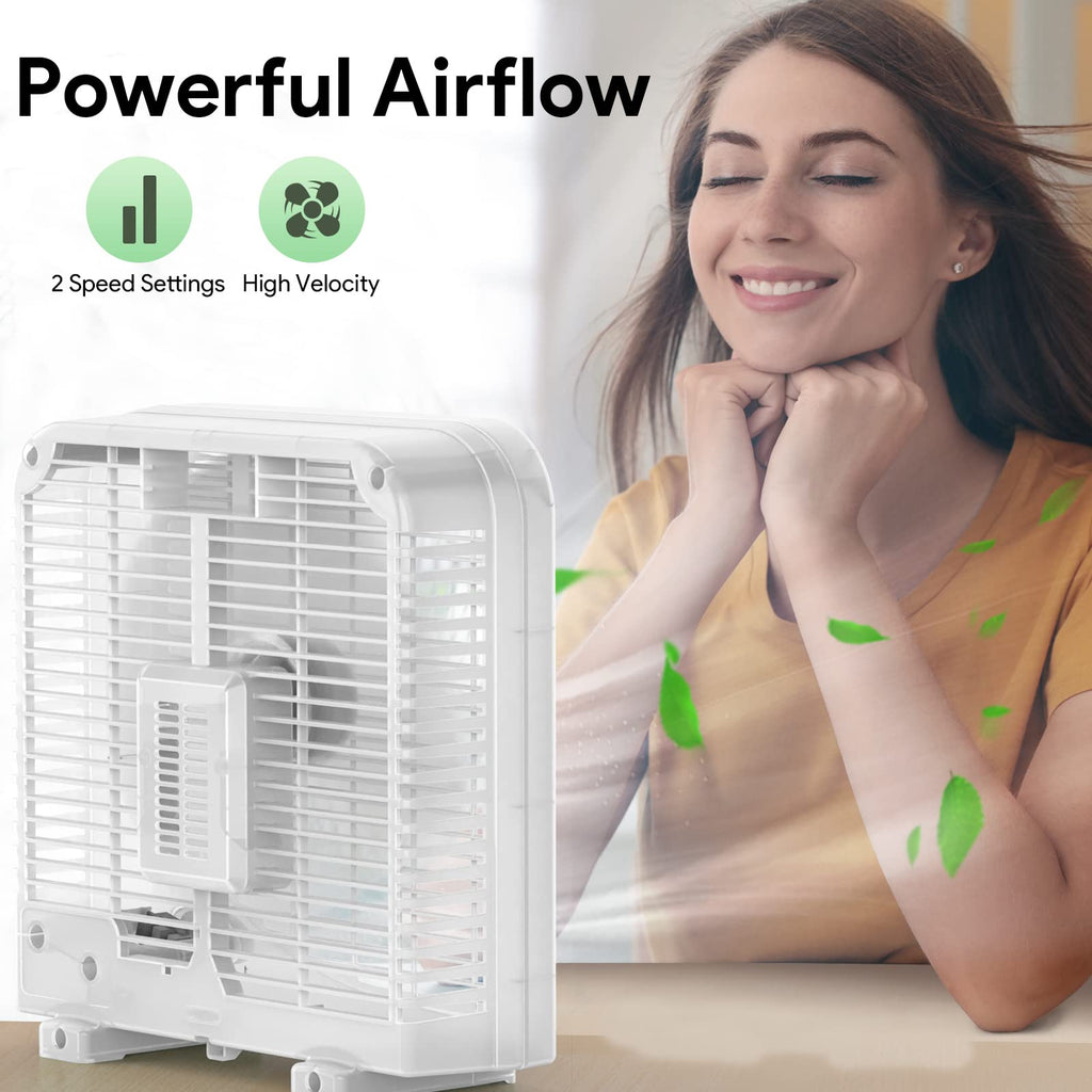 2 Packs 10" Tabletop Box Fan, 2 Speeds, White J41811