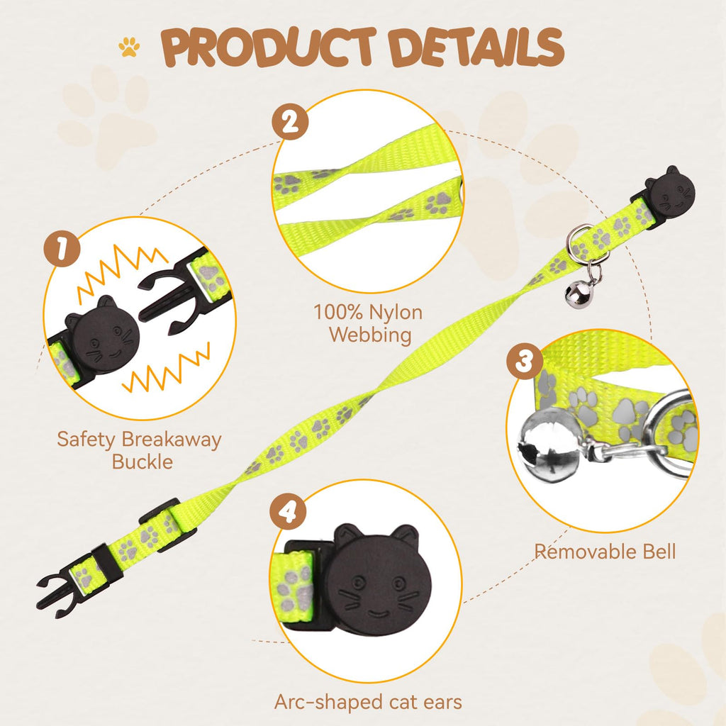 16 PCS Breakaway Reflective Nylon Cat Collars with Bells L41325