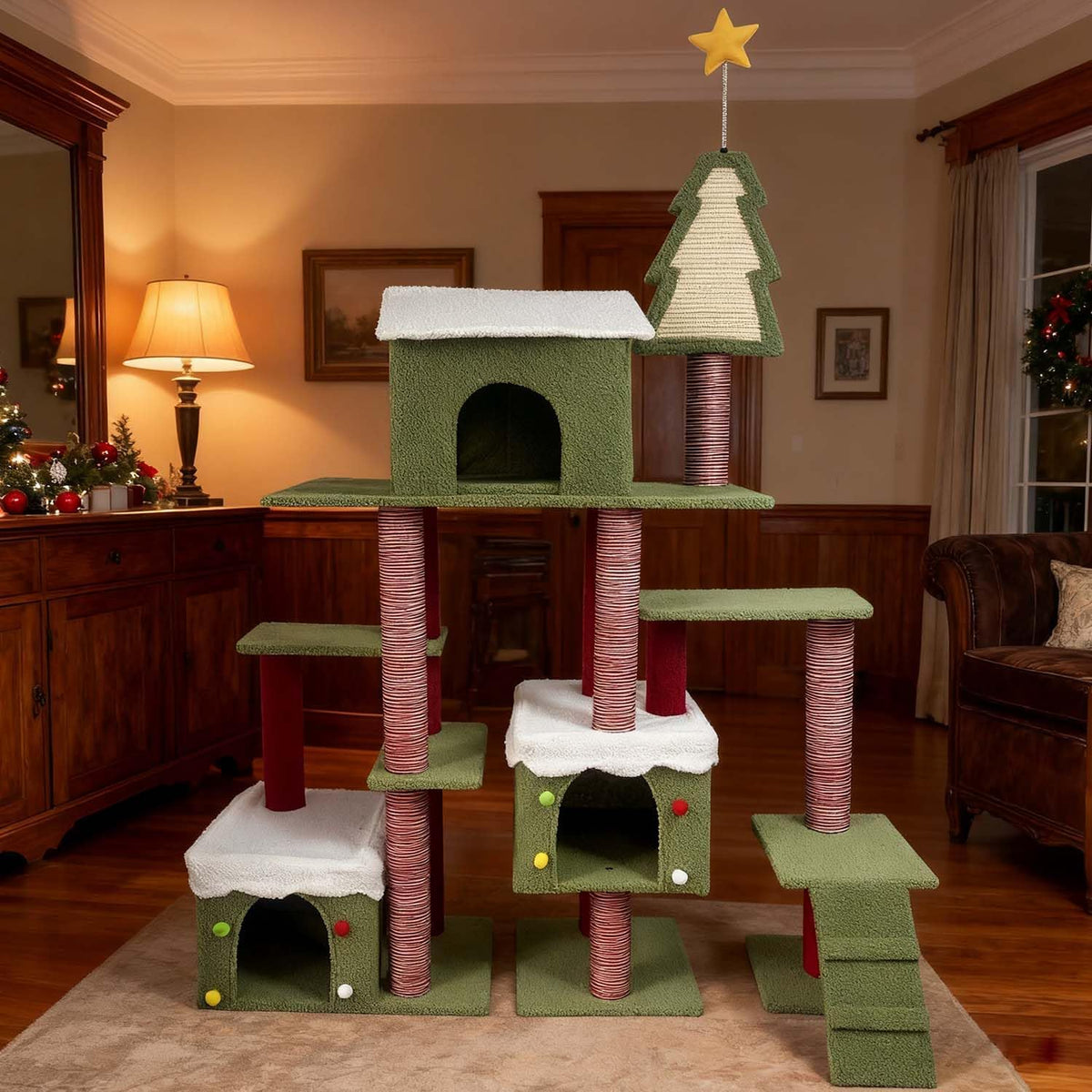 70.8" Cat Tree Tower with Scratching Post & Ladder I431