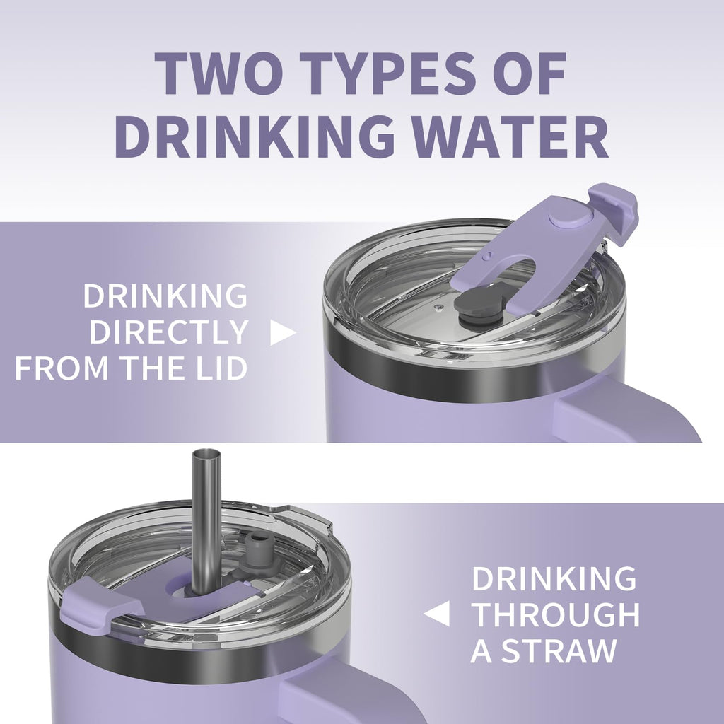 20 oz Insulated Stainless Steel Tumbler with Handle, Lid and Straw D307614