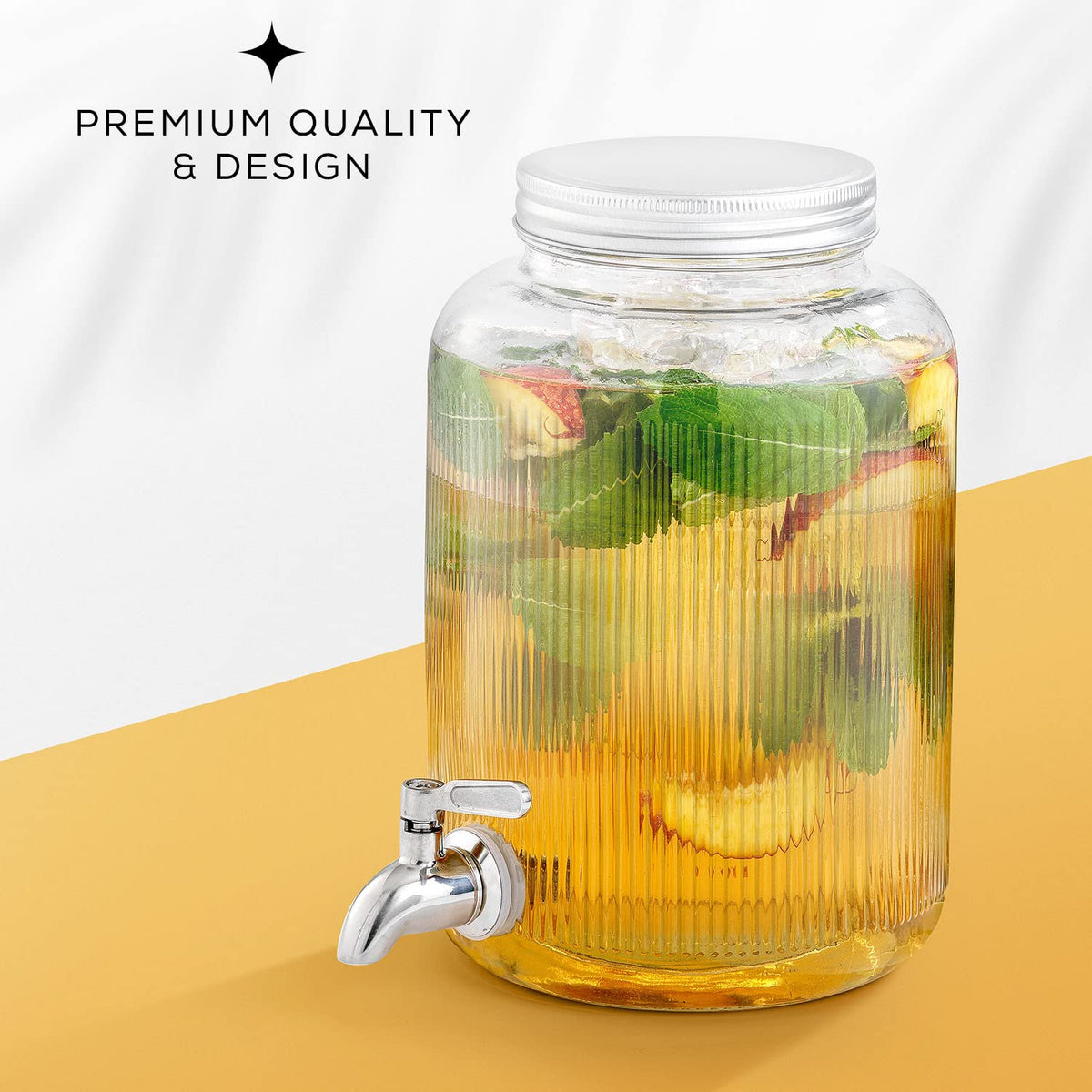 1 Gallon Glass Beverage Dispenser with Stainless Steel Spigot D516870