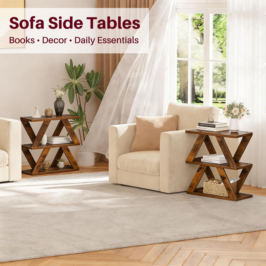 3 Tier Side Table with Storage Shelves F7939