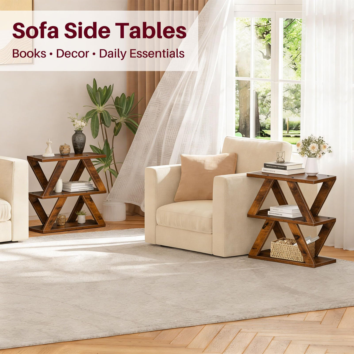 3 Tier Side Table with Storage Shelves F7939