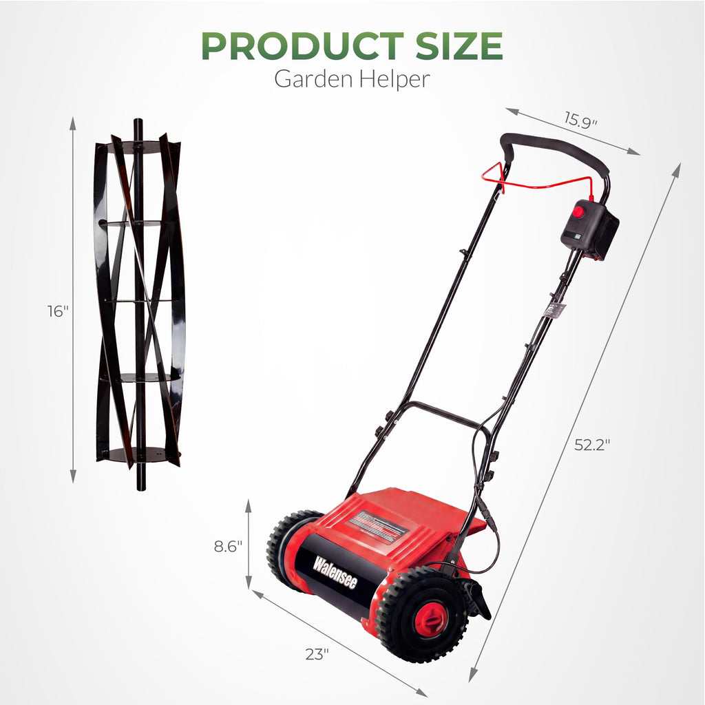 16-Inch Cordless Electric Reel Lawn Mower with 2 Batteries D956