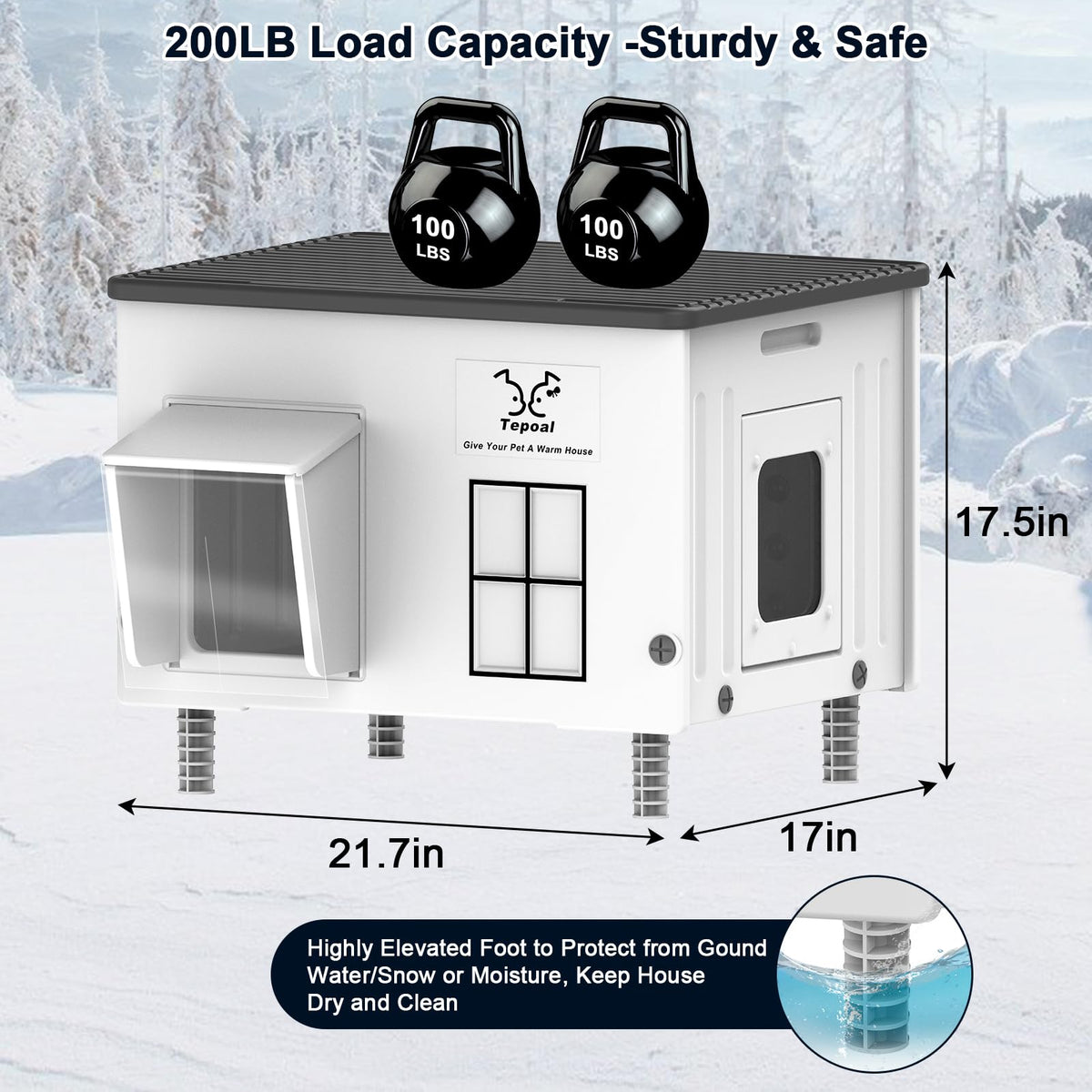 Large 100% Weatherproof Heated Outdoor Cat House with Escape Door F3358