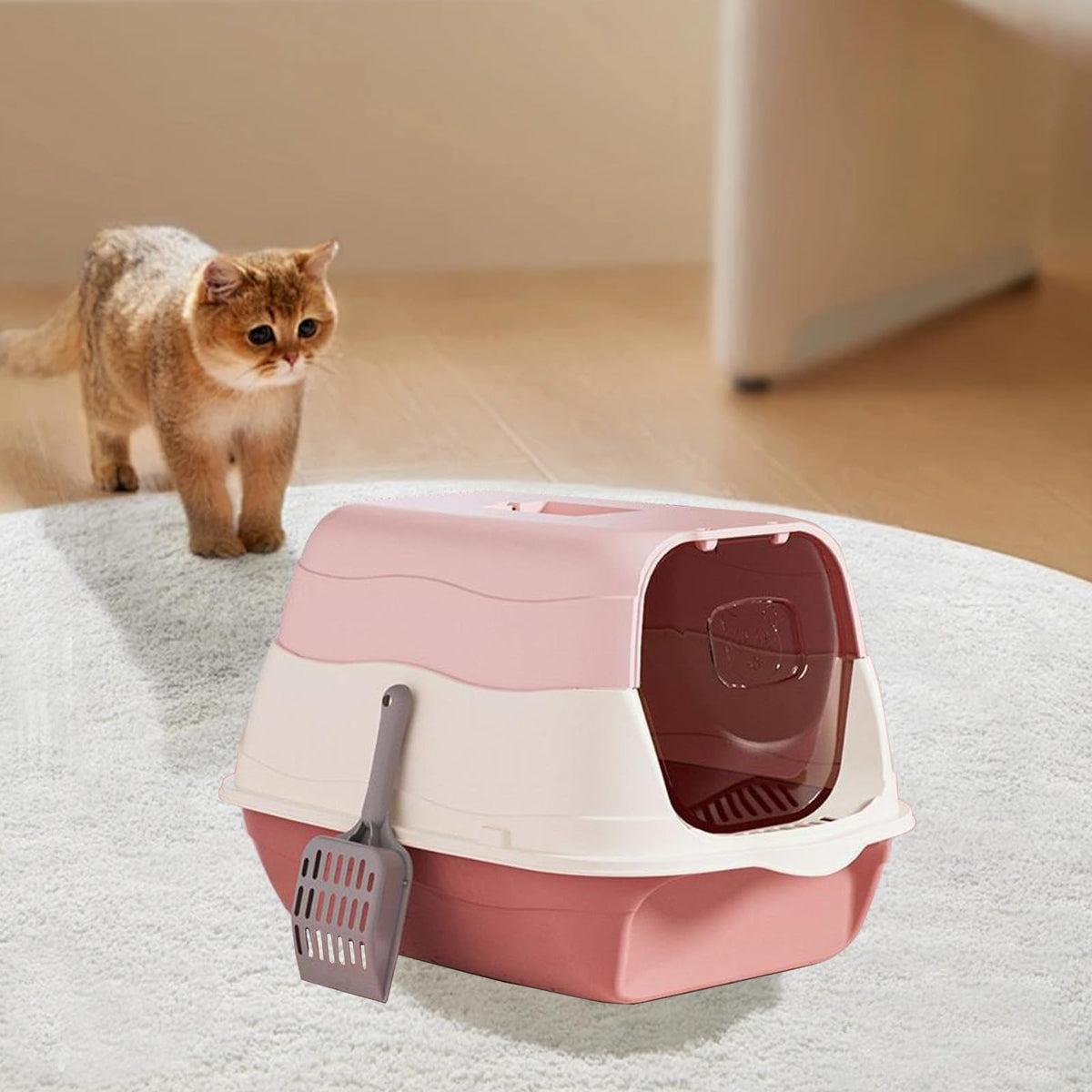 Cat Litter Box with Lid with Litter Scoop V599
