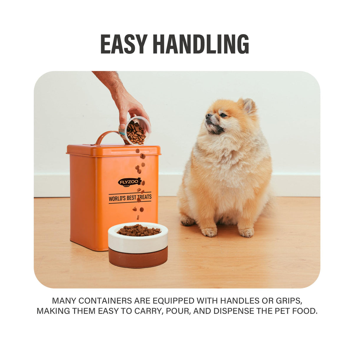 Metal Dog Food Containers with Lids and Spoon, 3 Set H20584