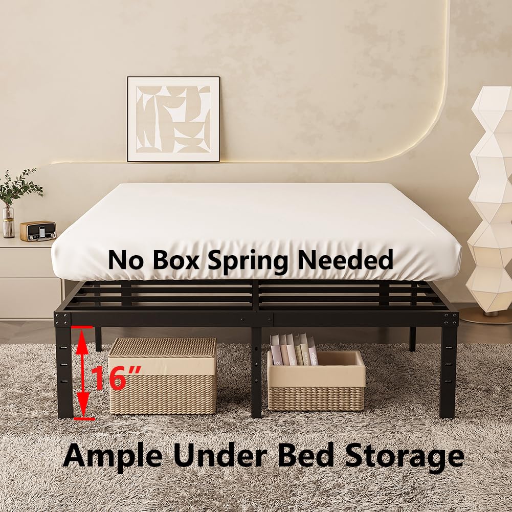 Queen Size 18 Inch Metal Platform Bed Frame Black D976