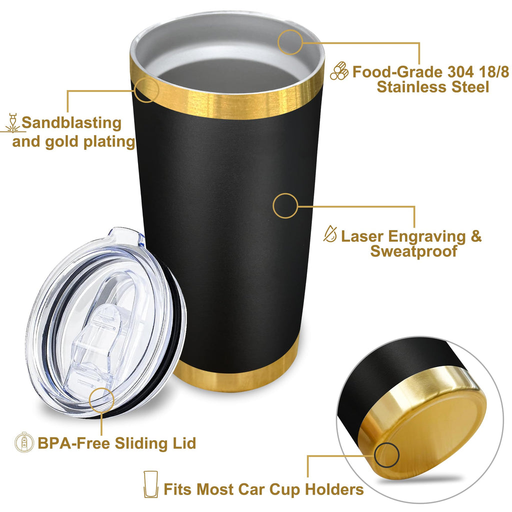 20 oz Insulated Stainless Steel Tumbler, Black, 1 Pack J376547