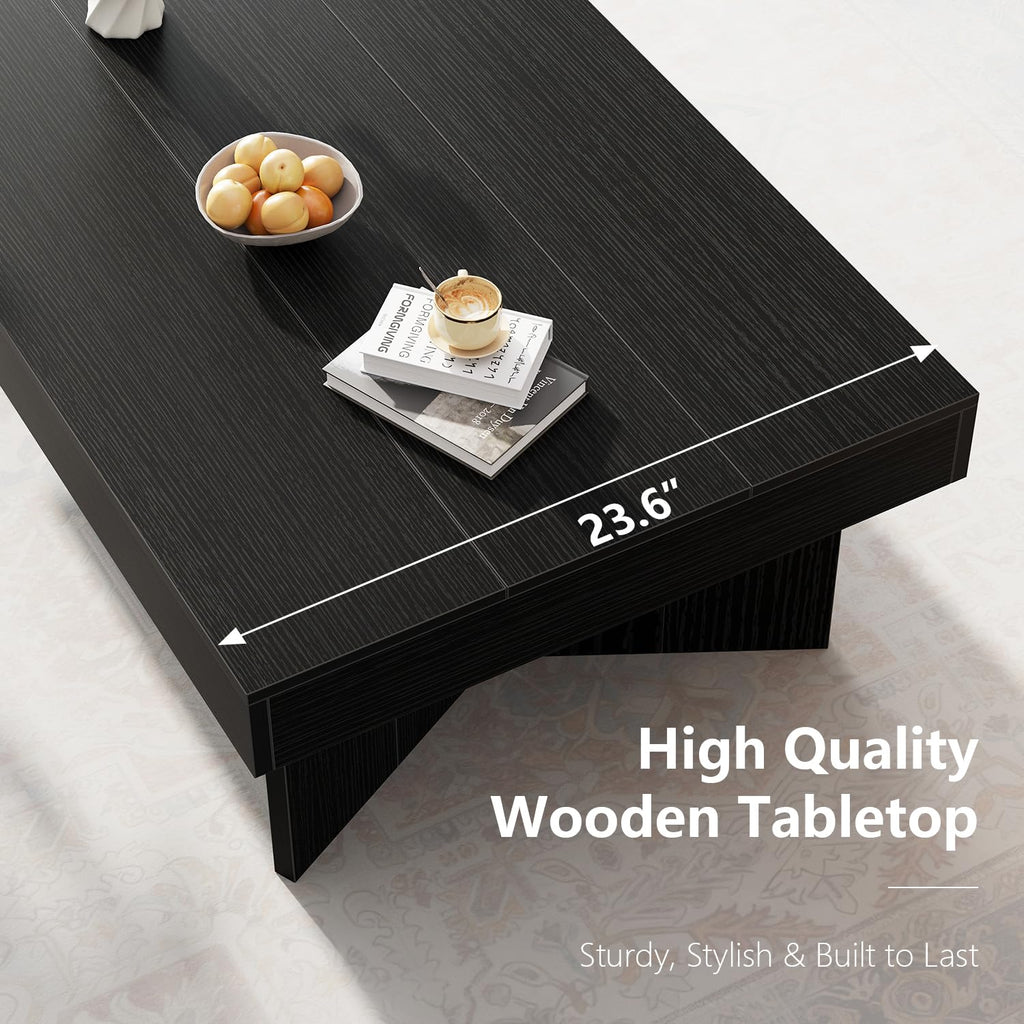 47" Black Wood Rectangle Coffee Table O563555