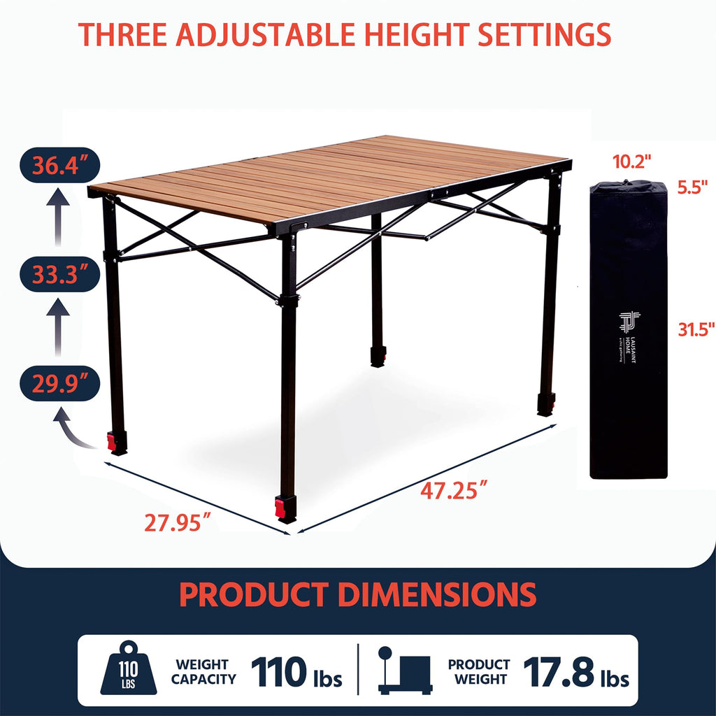 Large Adjustable Height Aluminum Camping Table M36380