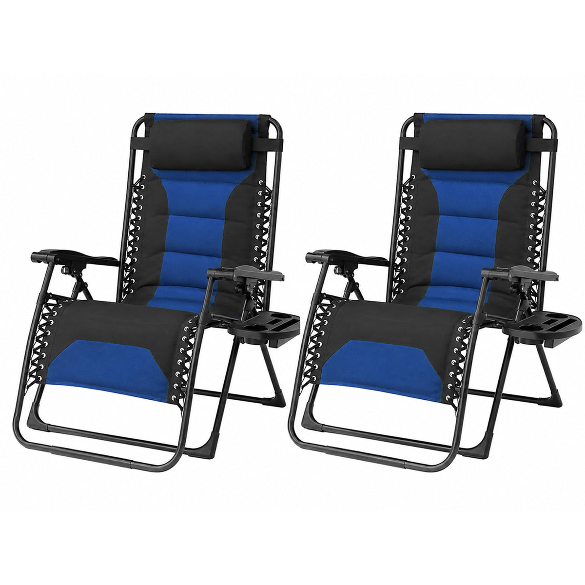 Oversized Zero Gravity Chair 2 Pack Folding Recliner with Pillow & Cup Holder U3280