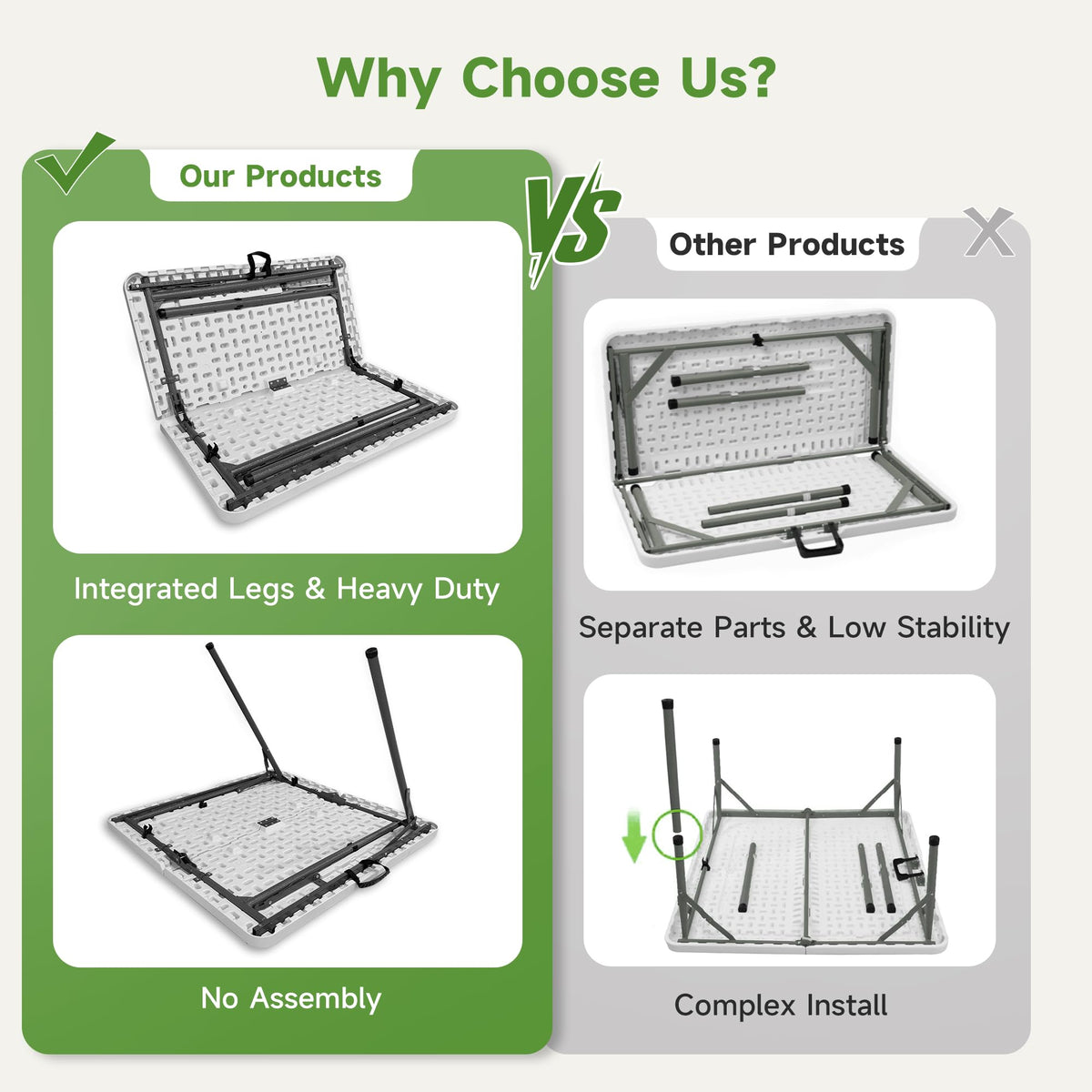 3 ft Square Folding Card Table with Carrying Handle A639