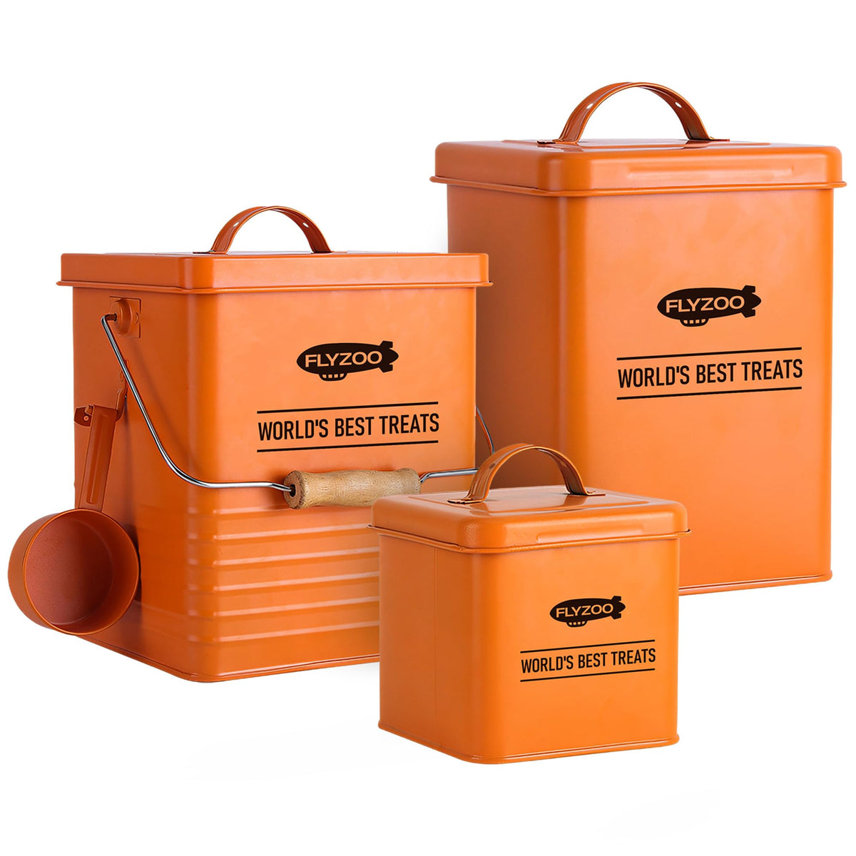 Metal Dog Food Containers with Lids and Spoon, 3 Set H20584