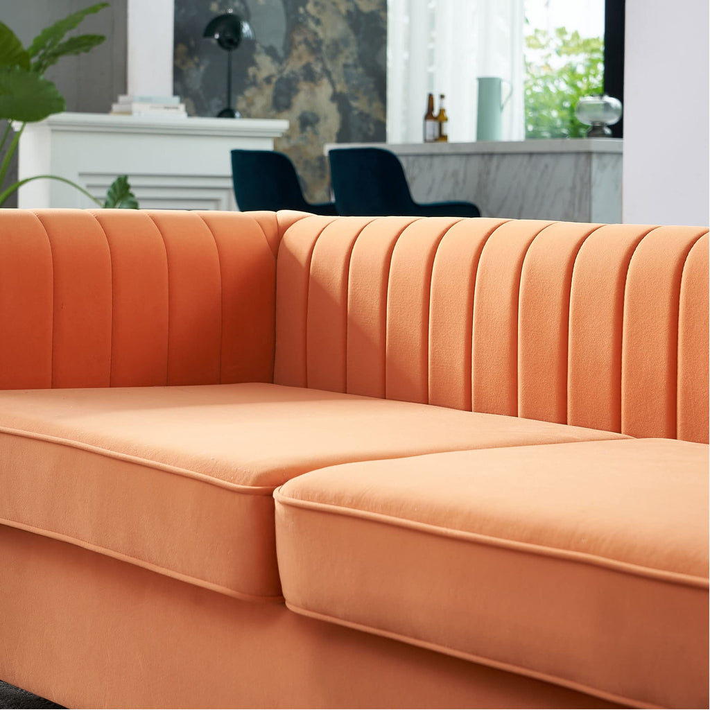Orange Velvet 3 Seat Sofa C71771