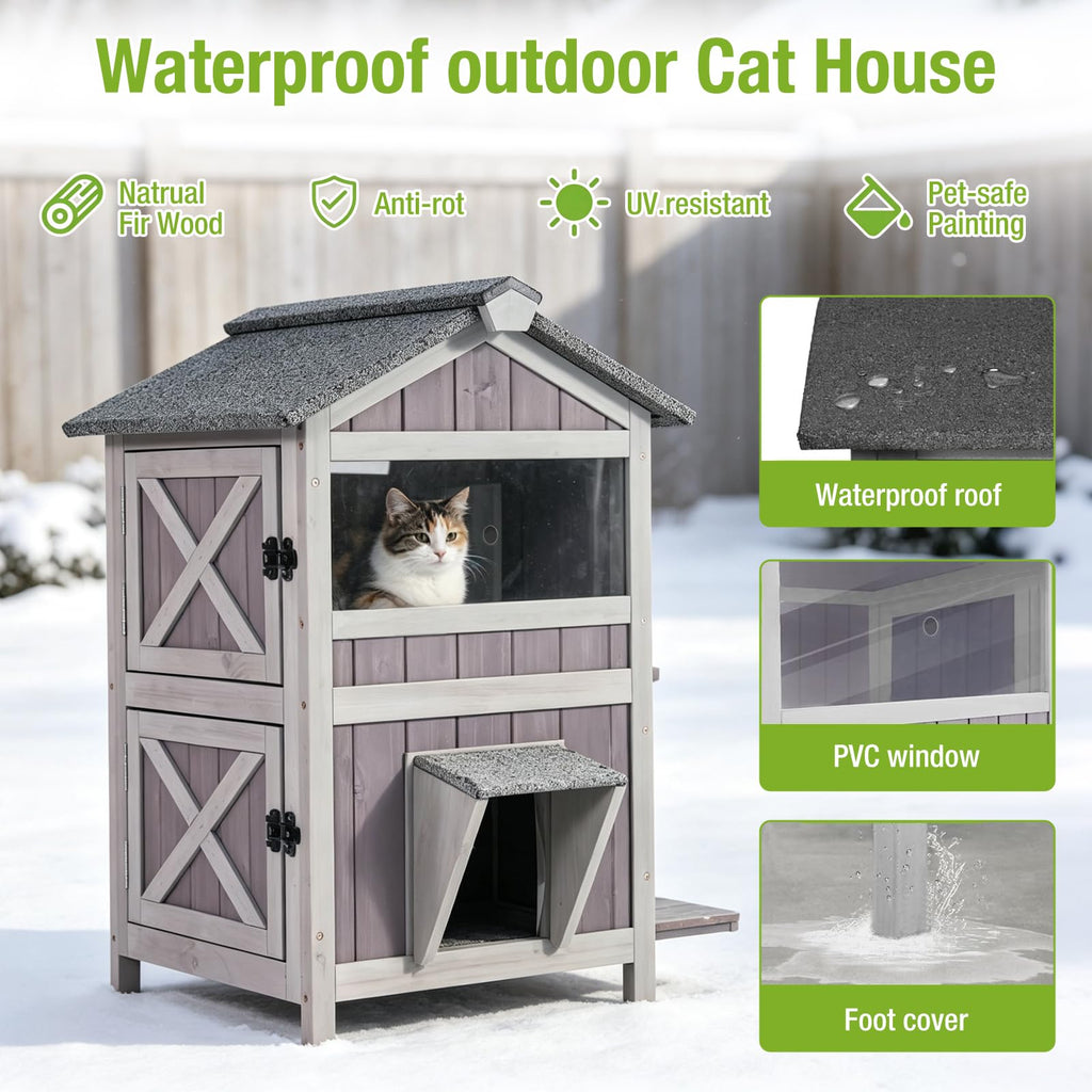Weatherproof 2 Story Outdoor Cat House O7160