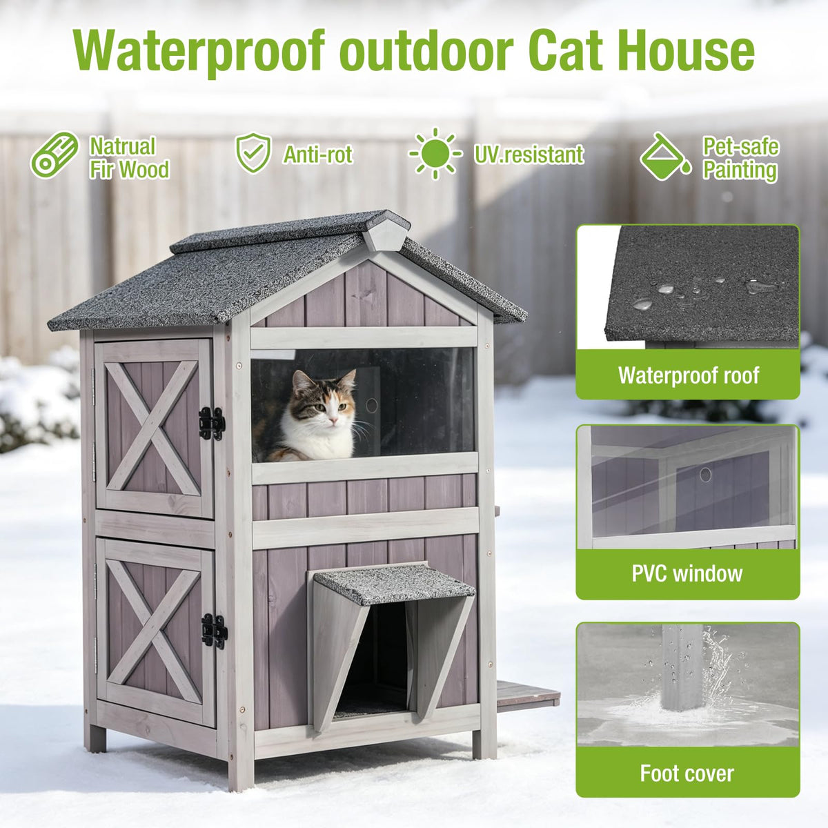 Weatherproof 2 Story Outdoor Cat House O7160