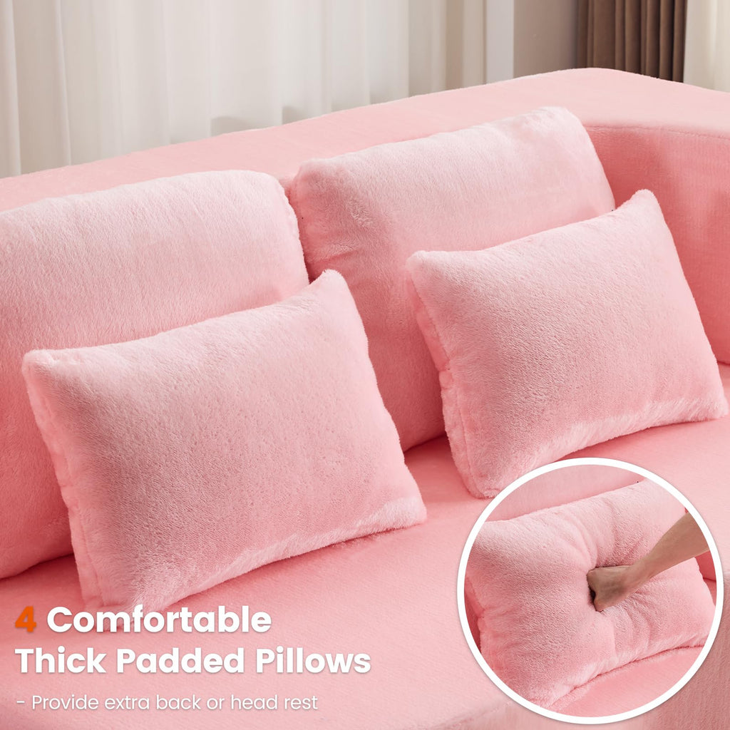Pink Convertible Sofa Bed L4348