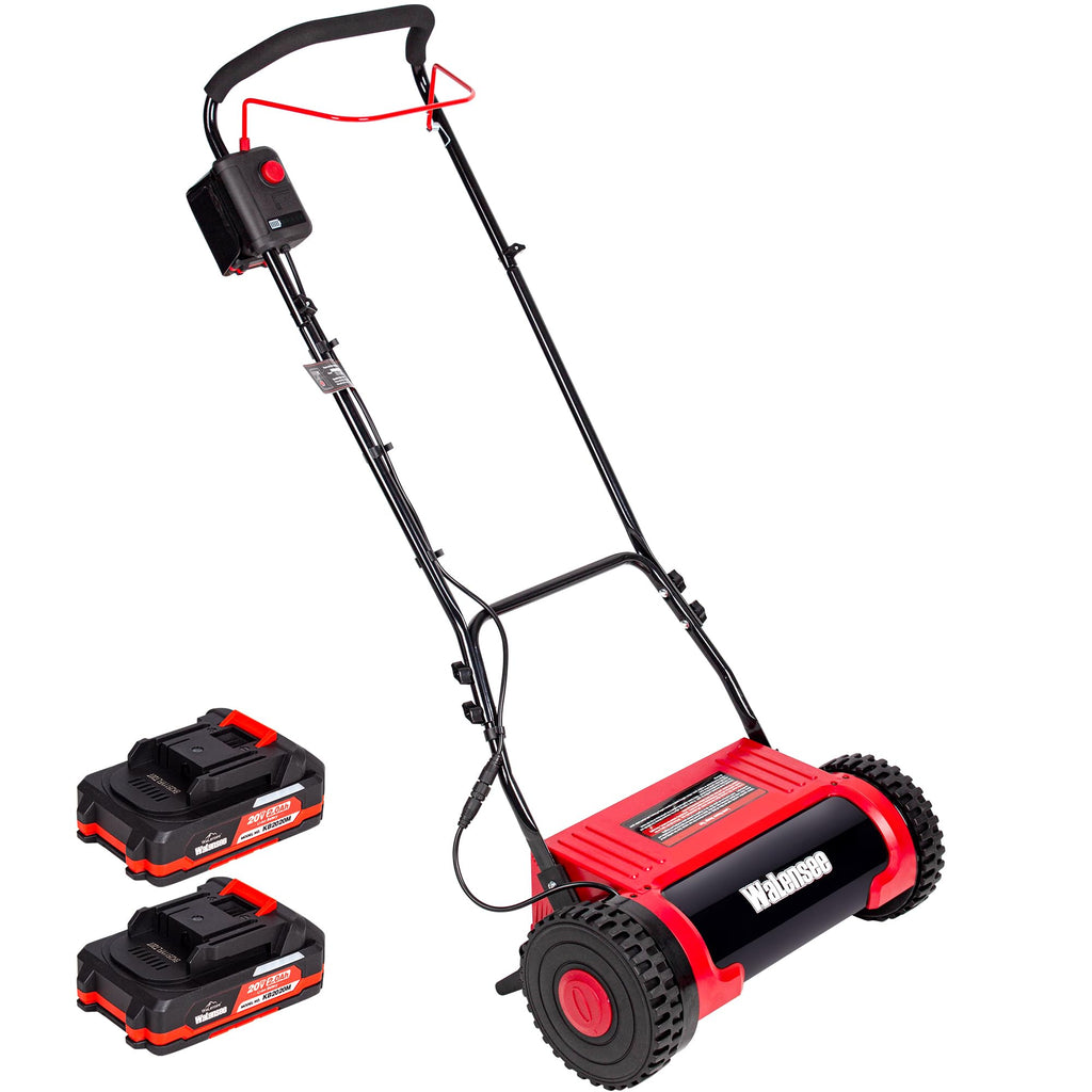 16-Inch Cordless Electric Reel Lawn Mower with 2 Batteries D956