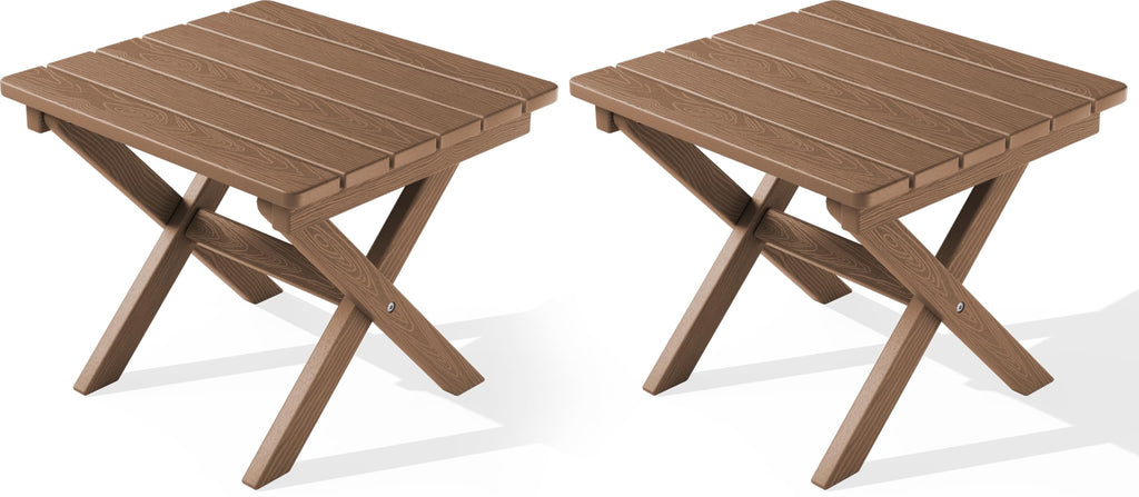 Small Folding Outdoor Side Table Set of 2 Brown S779702