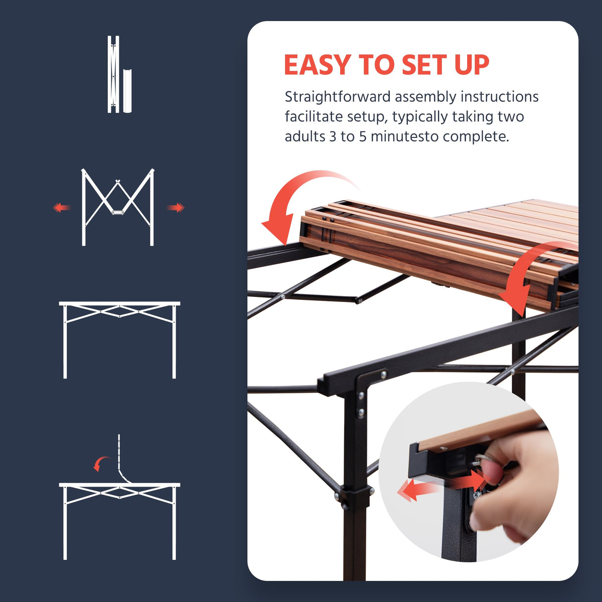 Large Adjustable Height Aluminum Camping Table M36380