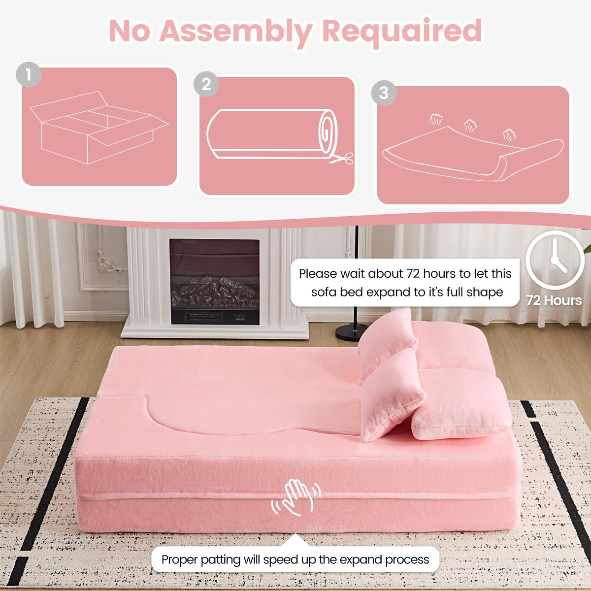 Pink Convertible Sofa Bed L4348