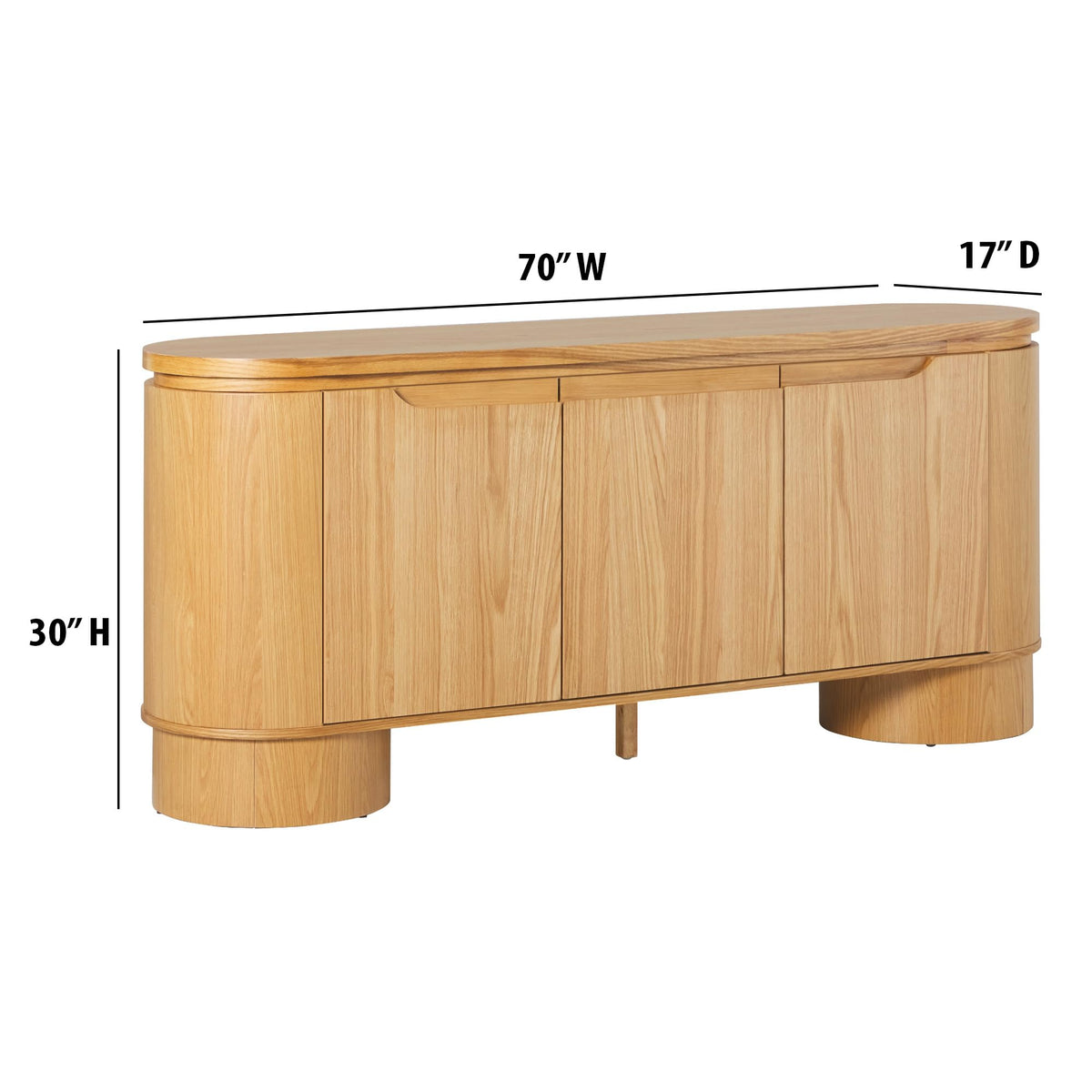 70 Inch White Oak Wood Sideboard TV Stand with Storage W413