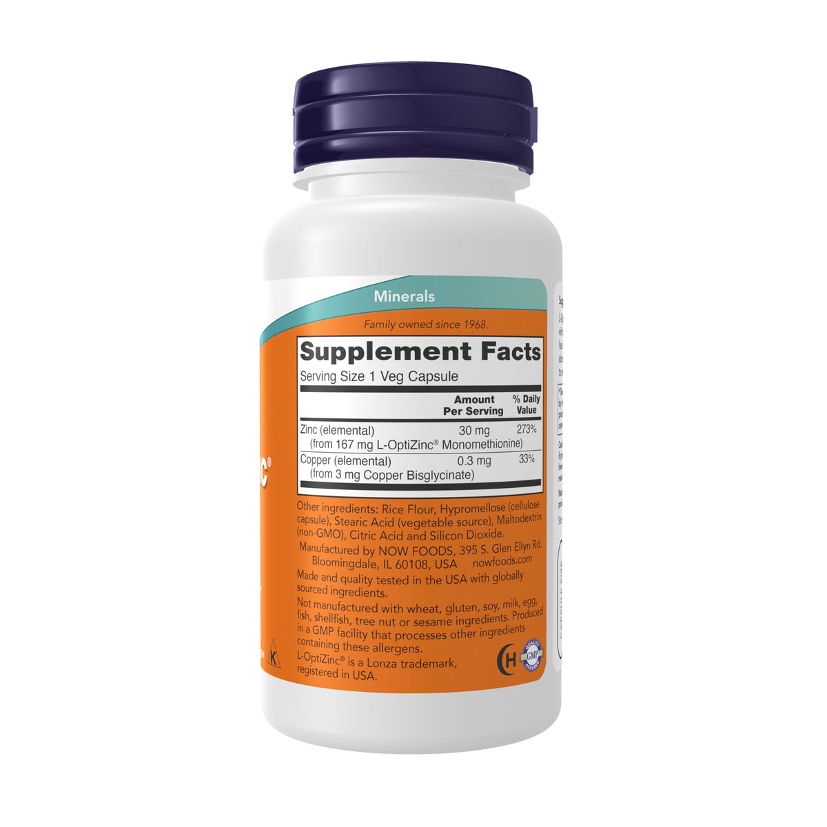 L-OptiZinc 30 mg with Copper 100 Veg Capsules X560