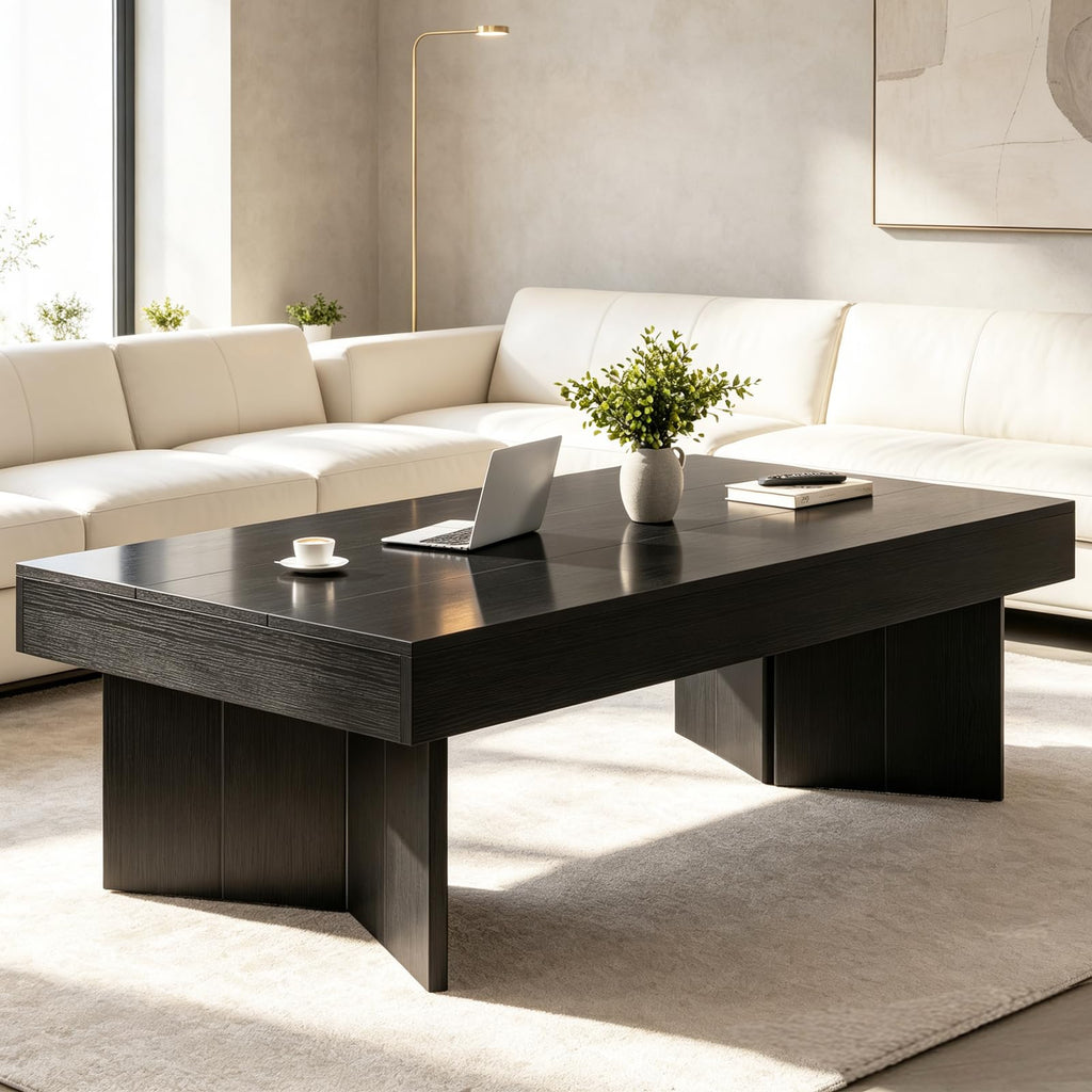 47" Black Wood Rectangle Coffee Table O563555