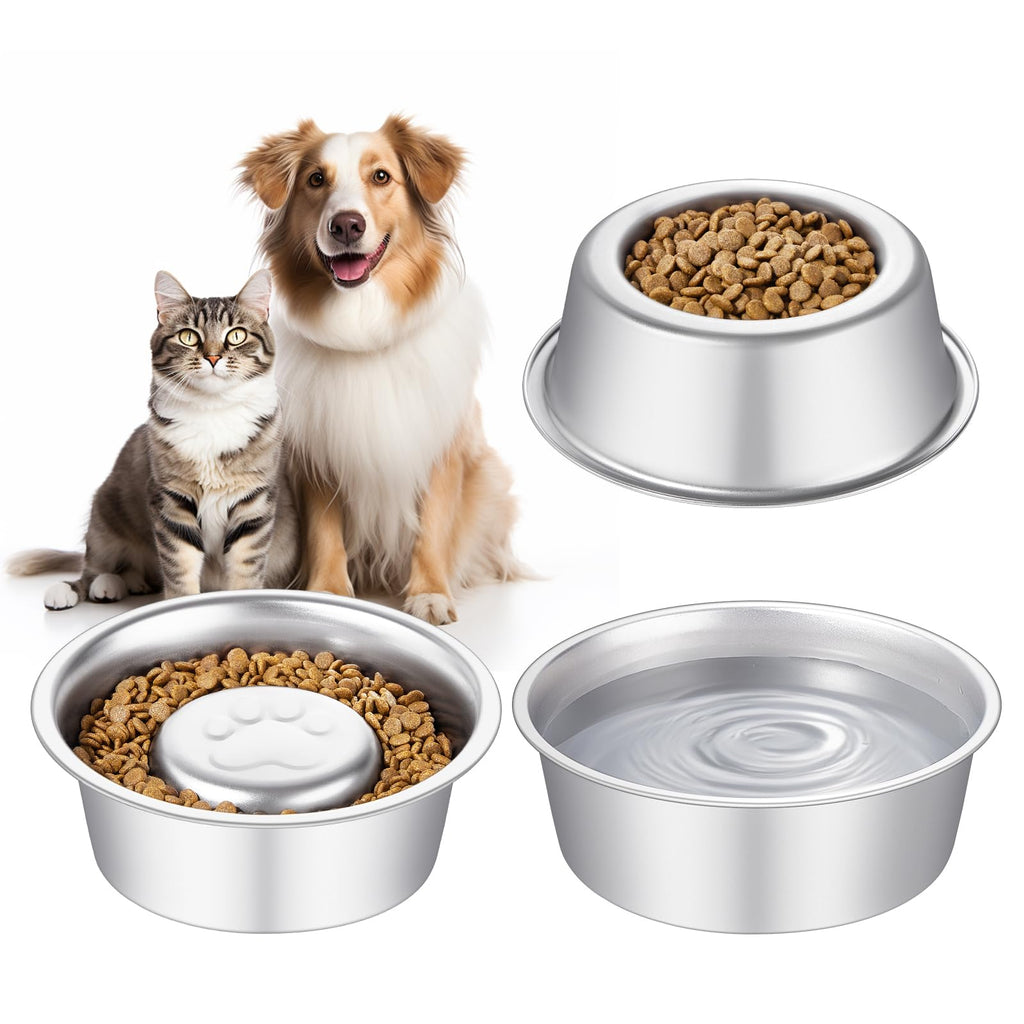 Stainless Steel Pet Dog Water and Food Bowl, 2-Pack Q4808